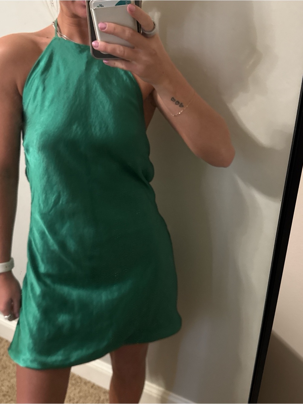 Lena Emerald Green Halter Mini Dress